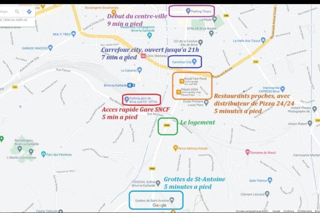 Logement A Brive Avec Terrasse Et Climatisation Pres Du Centre-Ville Et De La Gare - Fibre Internet Et Stationnements Gratuits 外观 照片